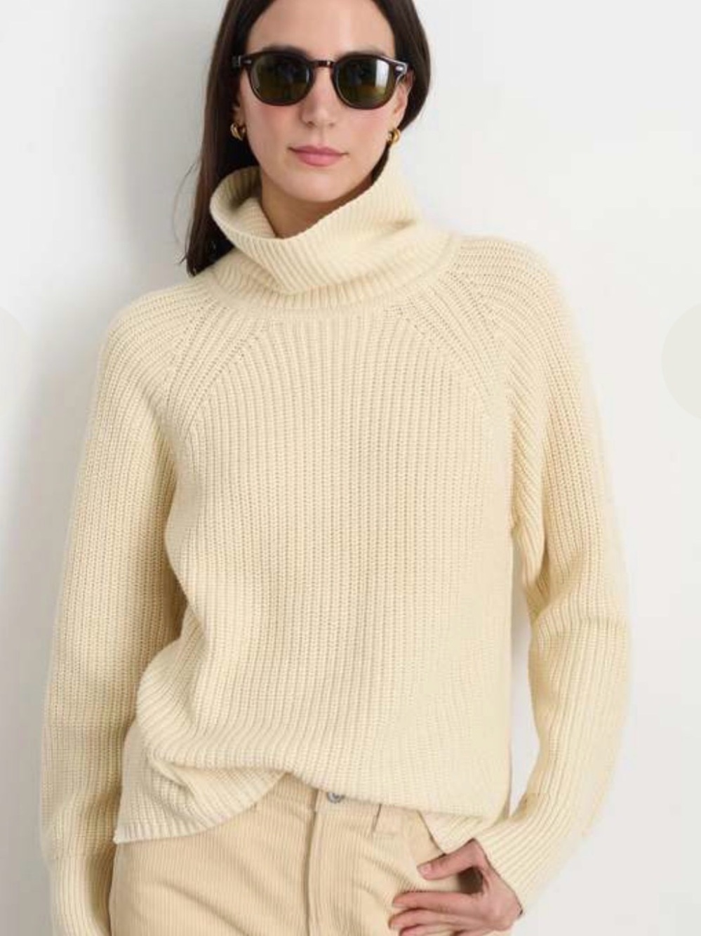 Alex Mill Chelsea Cream Cotton Cashmere Turtleneck Sweater Large Quiet Luxury